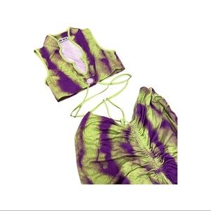 I.AM.GIA Full Length Cut Out Dress - Green & Purple :)